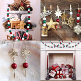 165 Pcs Christmas Wood Beads Natural Boho Bead Xmas Home Decor DIY
