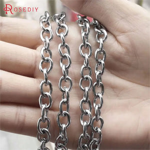 1m Stainless Steel Iron Round Oval Link Chains 4.5mm 6mm 7mm
