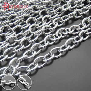1m Stainless Steel Iron Round Oval Link Chains 4.5mm 6mm 7mm