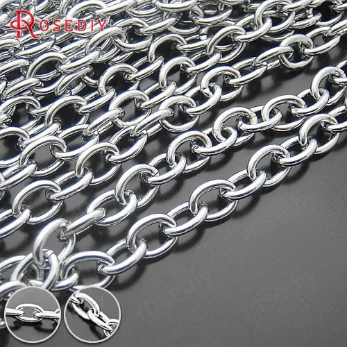 1m Stainless Steel Iron Round Oval Link Chains 4.5mm 6mm 7mm