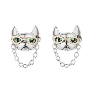 ZFSILVER S925 Silver Retro Hip-hop Punk Creative Glass Dog Earring