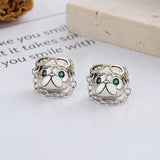 ZFSILVER S925 Silver Retro Hip-hop Punk Creative Glass Dog Earring