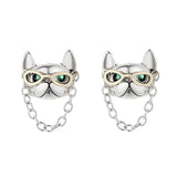ZFSILVER S925 Silver Retro Hip-hop Punk Creative Glass Dog Earring
