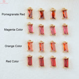 10PCS 8x4MM Champagne Brass Glass Rectangle Charms Pendants