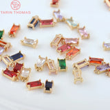 10PCS 8x4MM Champagne Brass Glass Rectangle Charms Pendants