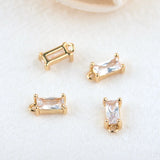10PCS 8x4MM Champagne Brass Glass Rectangle Charms Pendants