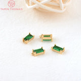 10PCS 8x4MM Champagne Brass Glass Rectangle Charms Pendants