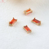 10PCS 8x4MM Champagne Brass Glass Rectangle Charms Pendants