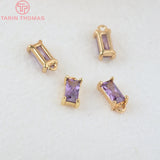 10PCS 8x4MM Champagne Brass Glass Rectangle Charms Pendants