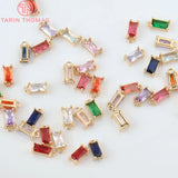 10PCS 8x4MM Champagne Brass Glass Rectangle Charms Pendants