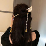 Chinese Fan Flower Pearl Fringe Hairpin Hair Clip Gift Jewelry