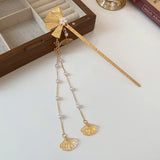 Chinese Fan Flower Pearl Fringe Hairpin Hair Clip Gift Jewelry