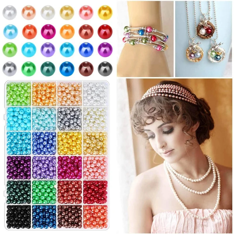 1680Pcs 6mm 24 Colors Round Pearls Beads for Jewelry Making