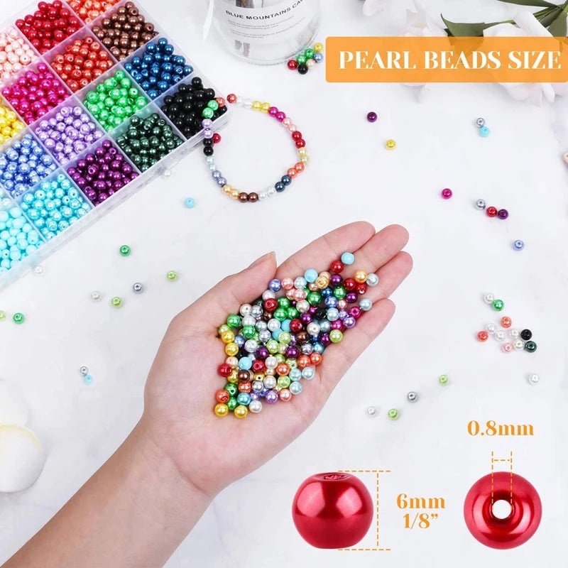 1680Pcs 6mm Round Pearls Beads 24 Colors for Jewelry Making DIY Crafts