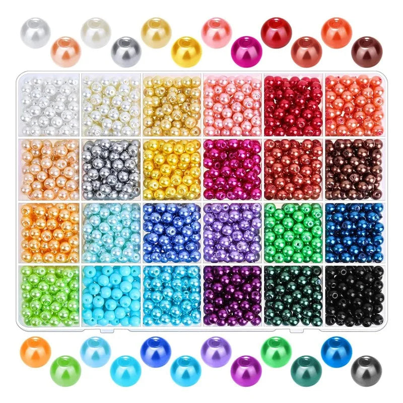 1680Pcs 6mm Round Pearls Beads 24 Colors for Jewelry Making DIY Crafts