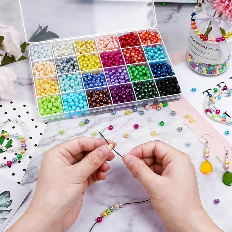 1680Pcs 6mm Round Pearls Beads 24 Colors for Jewelry Making DIY Crafts