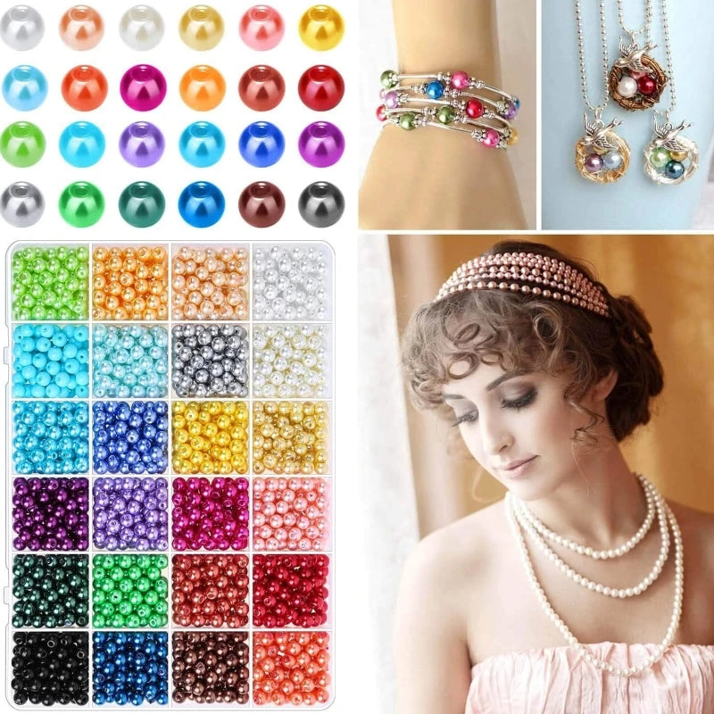 6mm 24 Colors Seed Beads for Jewelry Making Kit, 1680Pcs
