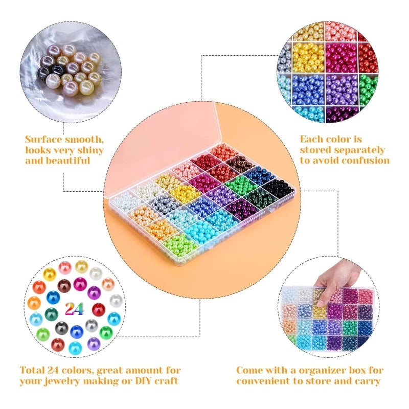 6mm 24 Colors Seed Beads for Jewelry Making Kit, 1680Pcs