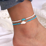 Men's Vintage Beach Style Rice Pearl Anklet, Two Piece