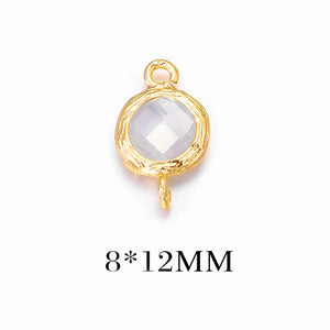 4PCS 8x12MM 24K Brass with Colorful Glass Beads Connect Charms