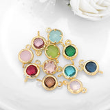 4PCS 8x12MM 24K Brass with Colorful Glass Beads Connect Charms