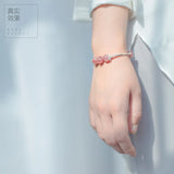 925 Silver Rose Quartz Strawberry Quartz Bead Bracelet FLORAL GTLS374