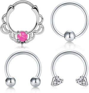 16G Stainless Steel Septum Hoop Nose Ring 10mm 12mm Cartilage Piercing