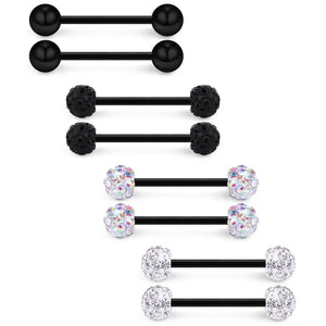16G Crystal Ball Nipple Tongue Shield Retainer