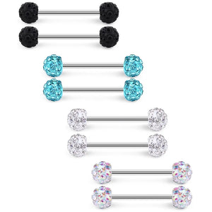 16G Crystal Ball Nipple Tongue Shield Retainer