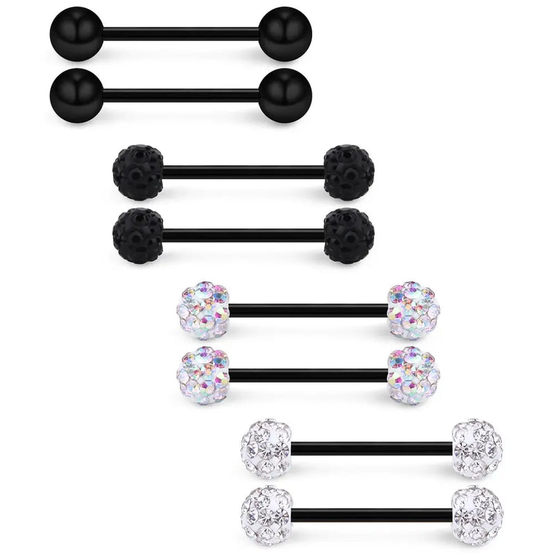 16G Crystal Ball Nipple Tongue Shield Retainer