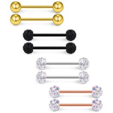 16G Crystal Ball Nipple Tongue Shield Retainer