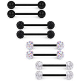 16G Crystal Ball Nipple Tongue Shield Retainer