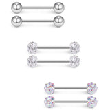 16G Crystal Ball Nipple Tongue Shield Retainer