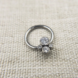 16G Titanium Cat Palm CZ Gem Captive Bead Ring