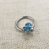 16G Titanium Cat Palm CZ Gem Captive Bead Ring