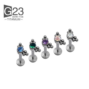 16G Opal Labret Lip Studs G23 Titanium Zircon Cartilage Pierced Earrings