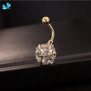 16G CZ Ball Navel Piercing Retro Style Belly Button Ring