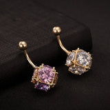 16G CZ Ball Navel Piercing Retro Style Belly Button Ring