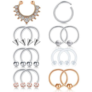 16G Surgical Steel Horseshoe Septum Clicker Ring