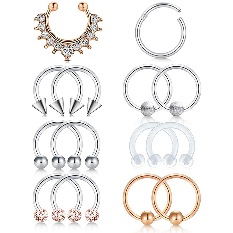 16G Surgical Steel Horseshoe Septum Clicker Ring
