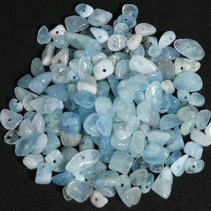 16" Natural Aquamarine Stone Chips Gravel Spacer Beads for Jewelry Making