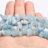 16" Natural Aquamarine Stone Chips Gravel Spacer Beads for Jewelry Making