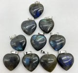 Labradorite Heart Pendants 12pcs for Jewelry Making