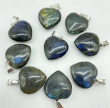 Labradorite Heart Pendants 12pcs for Jewelry Making