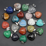 16MM Stone Heart Pendants Assorted Charms for Jewelry Making 25Pcs