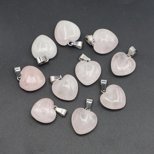 16MM Stone Heart Pendants Assorted Charms for Jewelry Making 25Pcs