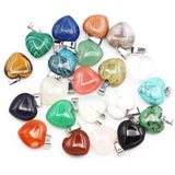 16MM Stone Heart Pendants Assorted Charms for Jewelry Making 25Pcs