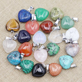 16MM Stone Heart Pendants Assorted Charms for Jewelry Making 25Pcs