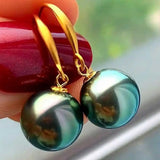 Peacock Shell Pearl Beads Earrings 18k Hook Eardrop Party Ear stud