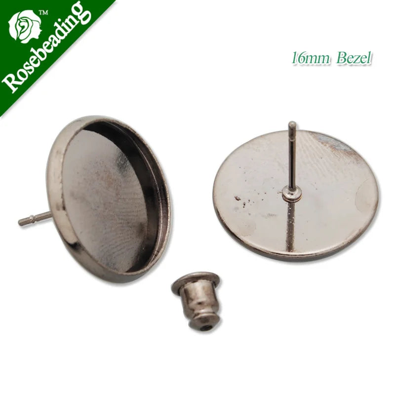 16MM Round French Lever Back Earring, Gun Metal Black